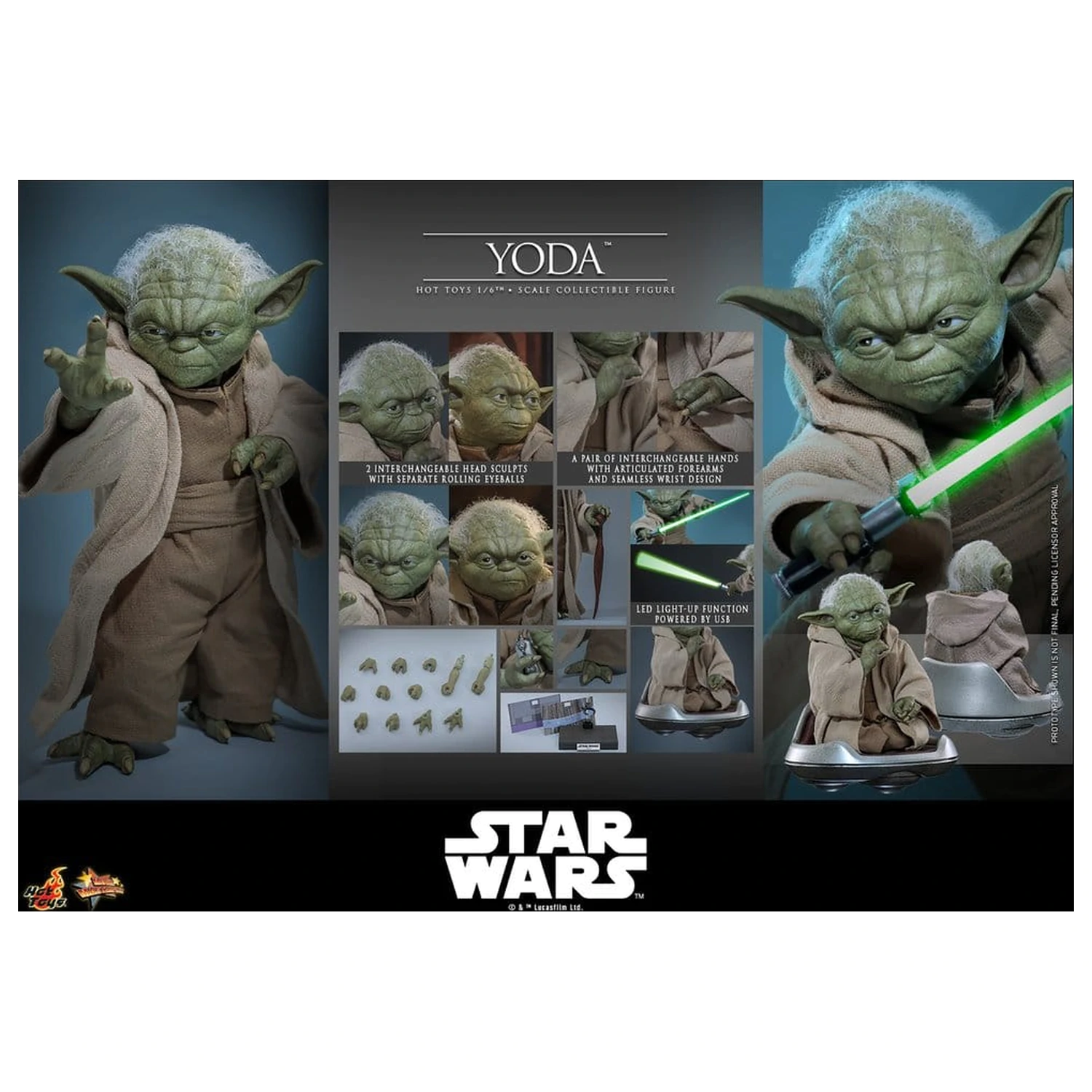 Star Wars: Revenge of the Sith Movie Masterpiece Action Figure 1/6 Yoda 14 cm product photo