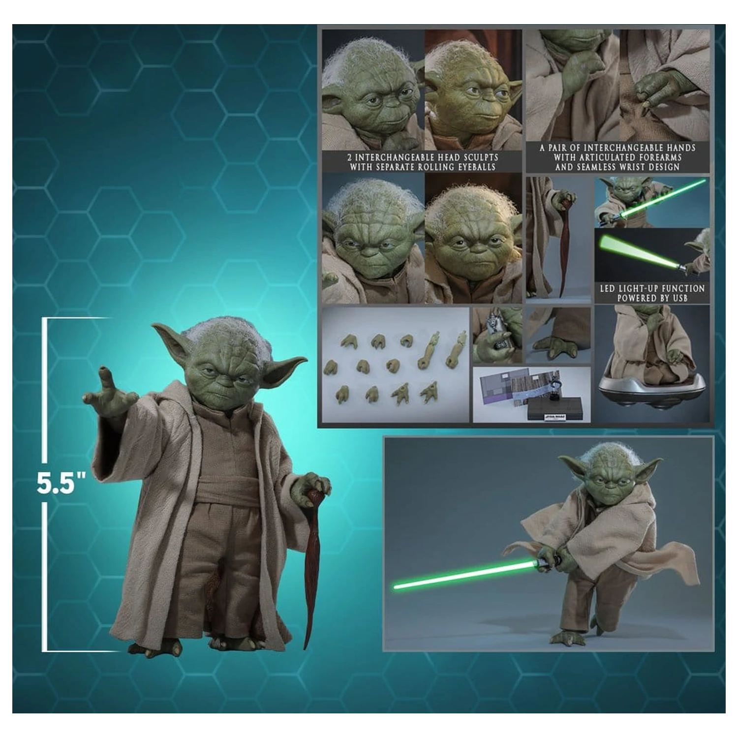 Star Wars: Revenge of the Sith Movie Masterpiece Action Figure 1/6 Yoda 14 cm product photo
