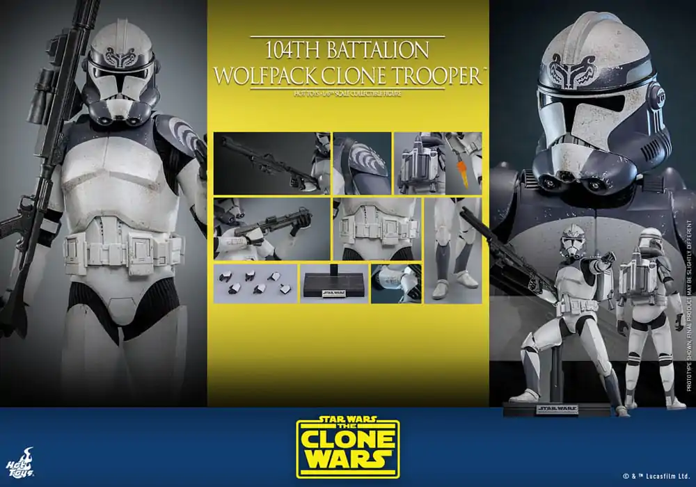 Star Wars The Clone Wars Action Figure 1/6 104th Battalion Wolfpack Clone Trooper 30 cm product photo