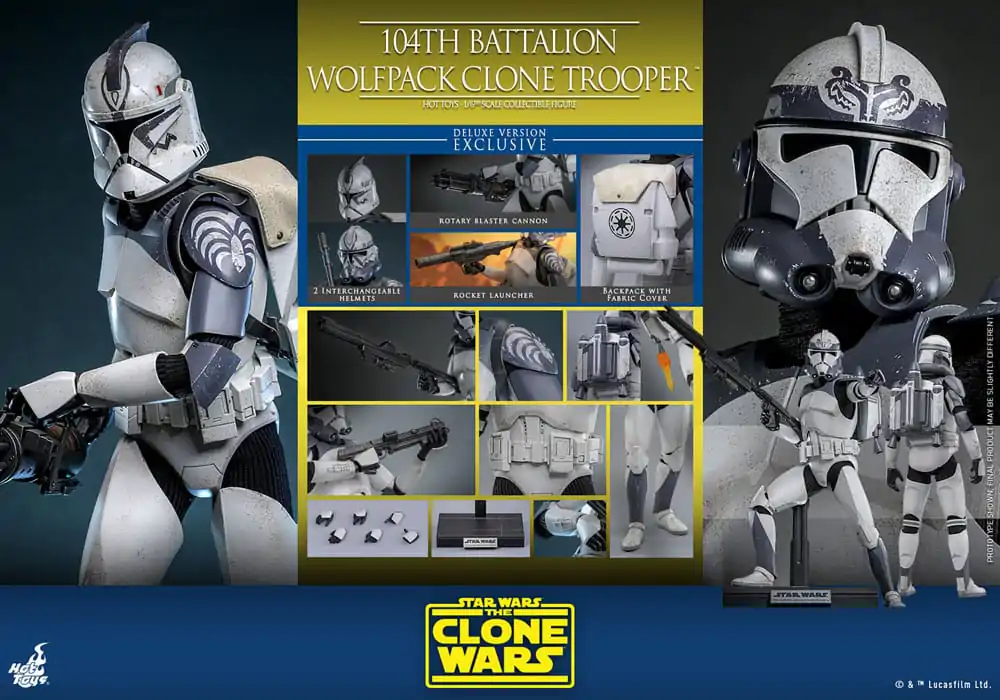 Star Wars The Clone Wars Action Figure 1/6 104th Battalion Wolfpack Clone Trooper Deluxe Version 30 cm product photo