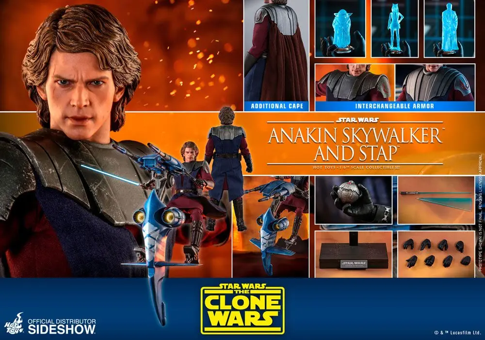 Star Wars The Clone Wars Action Figure 1/6 Anakin Skywalker & STAP 31 cm product photo