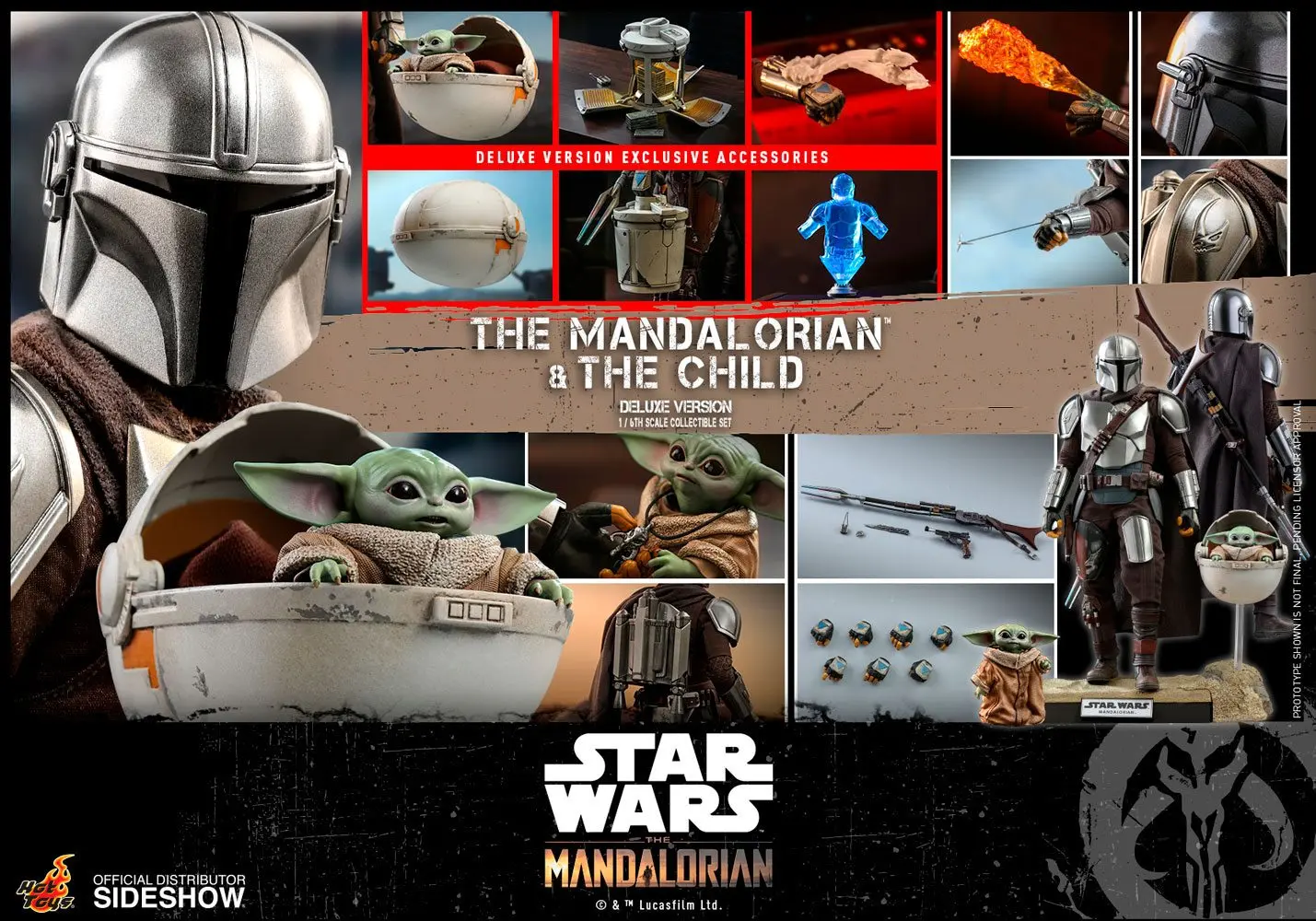 Star Wars The Mandalorian Action Figure 2-Pack 1/6 The Mandalorian &amp; The Child Deluxe 30 cm product photo