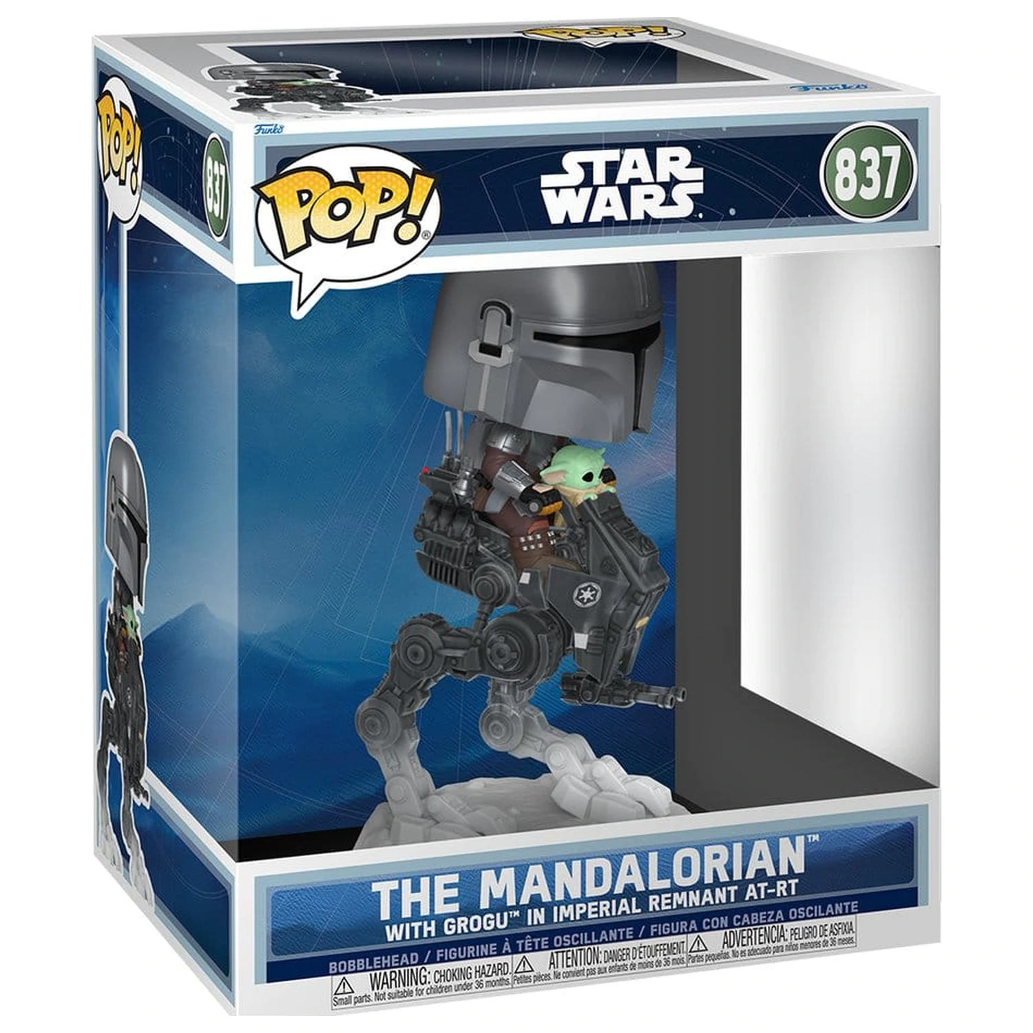 Star Wars: The Mandalorian and Grogu Funko POP! Rides Deluxe Vinyl Bobblehead Figure The Mandalorian with Grogu in Imperial Remnant AT-RT  product photo