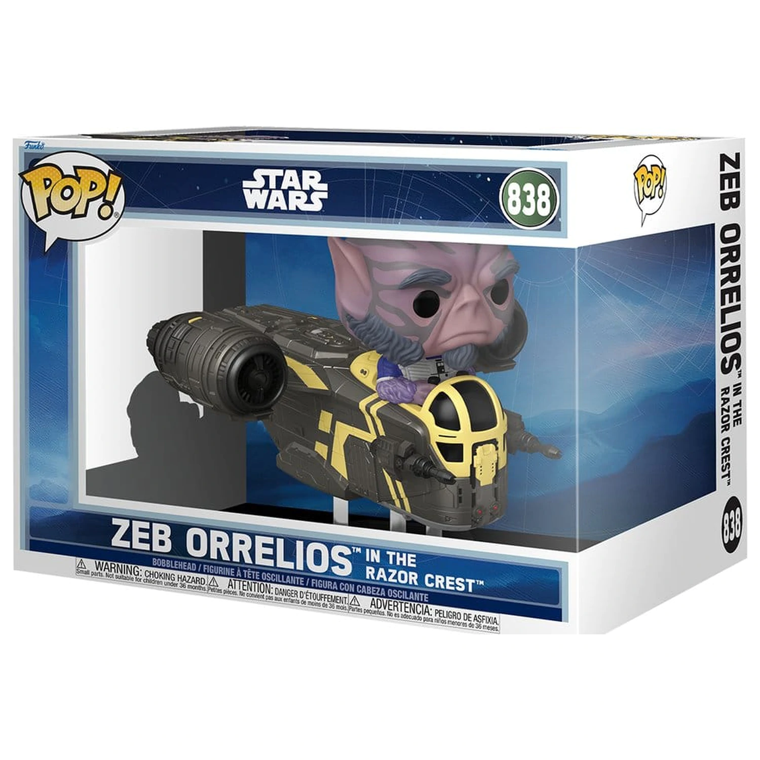 Star Wars: The Mandalorian and Grogu Funko POP! Rides Deluxe Vinyl Bobblehead Figure Zeb Orrelios in the Razor Crest  product photo