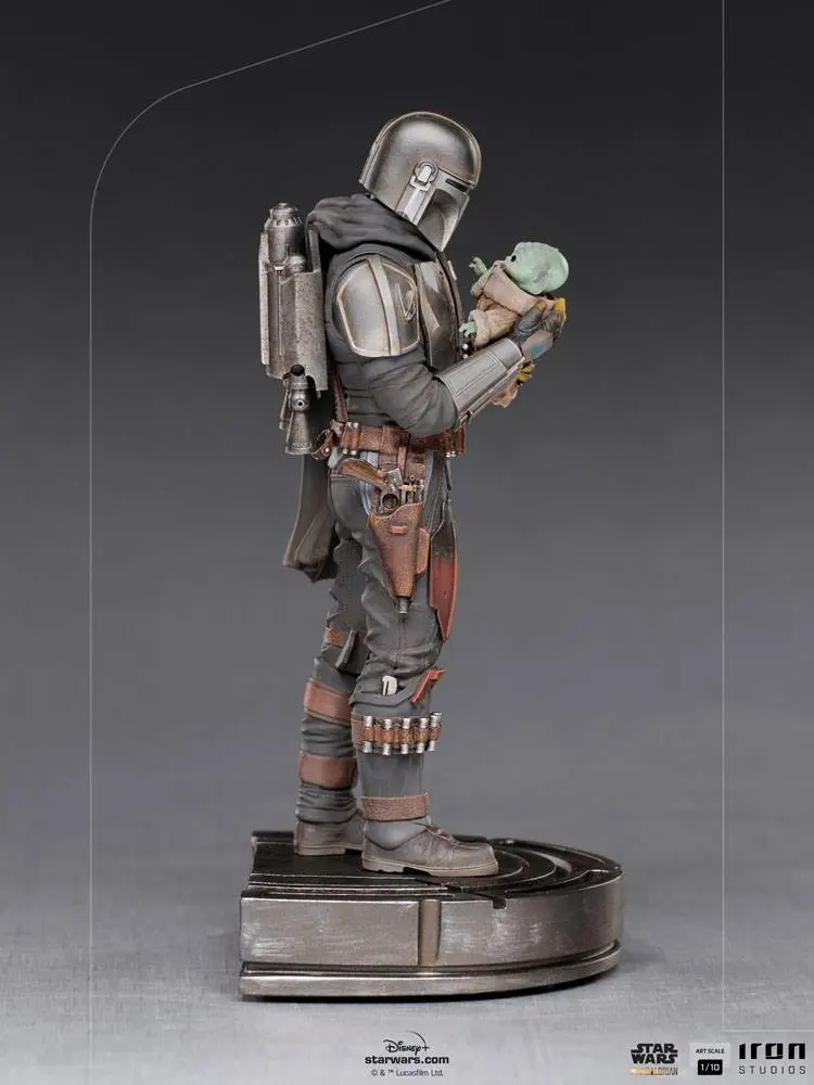 Star Wars The Mandalorian Art Scale Statue 1/10 Mandalorian &amp; Grogu 22 cm product photo