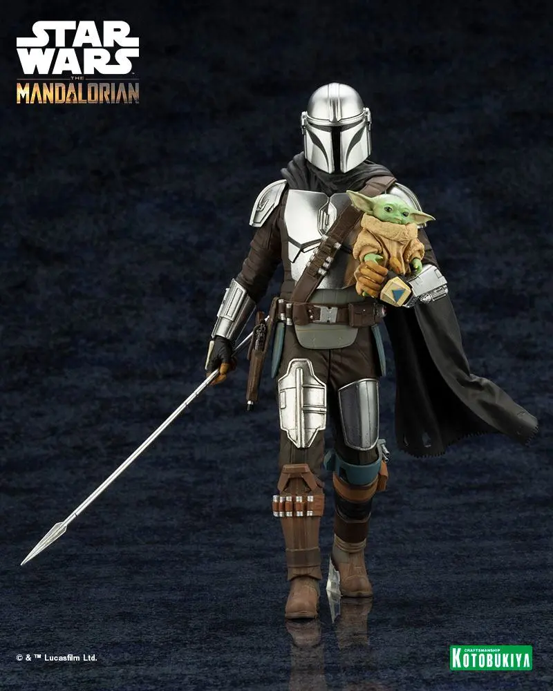 Star Wars The Mandalorian ARTFX Statue 1/10 Mandalorian &amp; Grogu with Beskar Staff 18 cm product photo