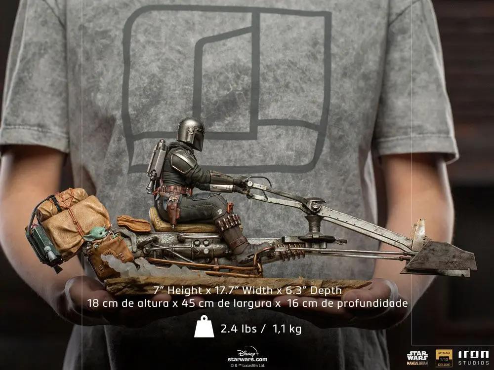 Star Wars The Mandalorian Deluxe Art Scale Statue 1/10 Mandalorian on Speederbike 18 cm product photo
