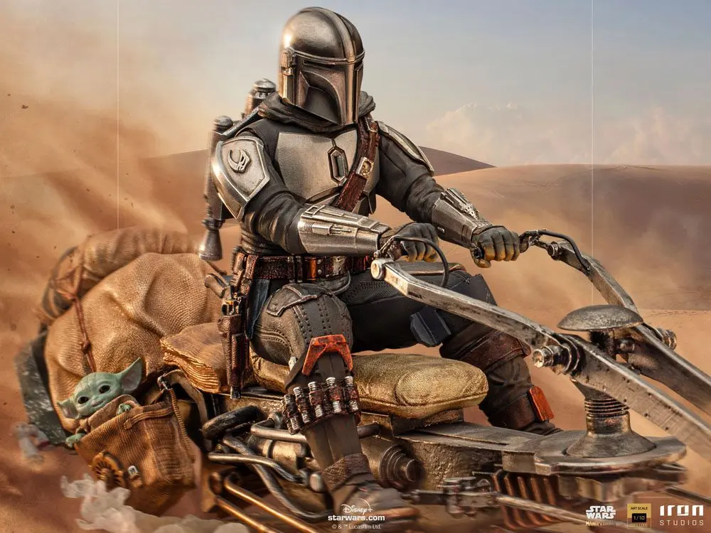 Star Wars The Mandalorian Deluxe Art Scale Statue 1/10 Mandalorian on Speederbike 18 cm product photo