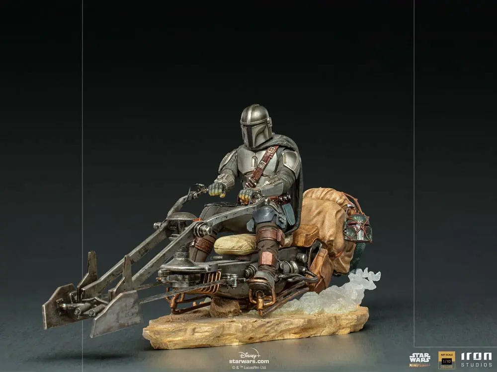 Star Wars The Mandalorian Deluxe Art Scale Statue 1/10 Mandalorian on Speederbike 18 cm product photo