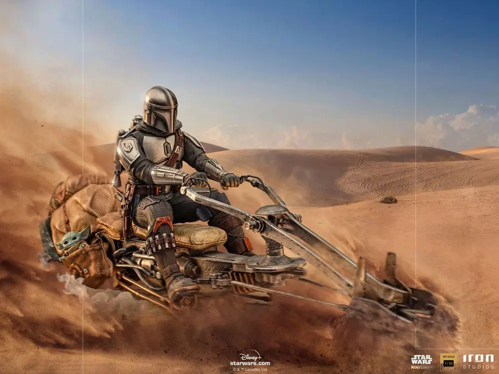 Star Wars The Mandalorian Deluxe Art Scale Statue 1/10 Mandalorian on Speederbike 18 cm product photo