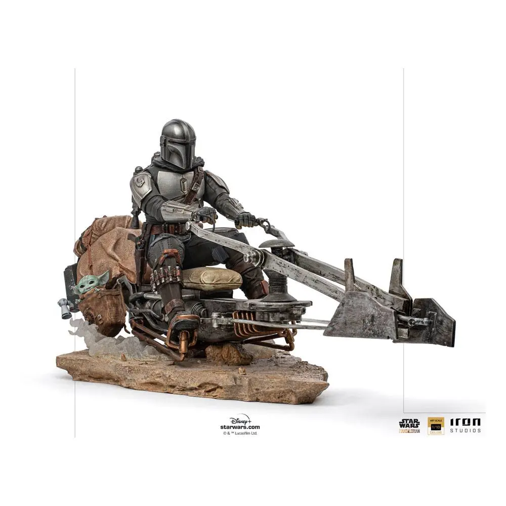 Star Wars The Mandalorian Deluxe Art Scale Statue 1/10 Mandalorian on Speederbike 18 cm product photo