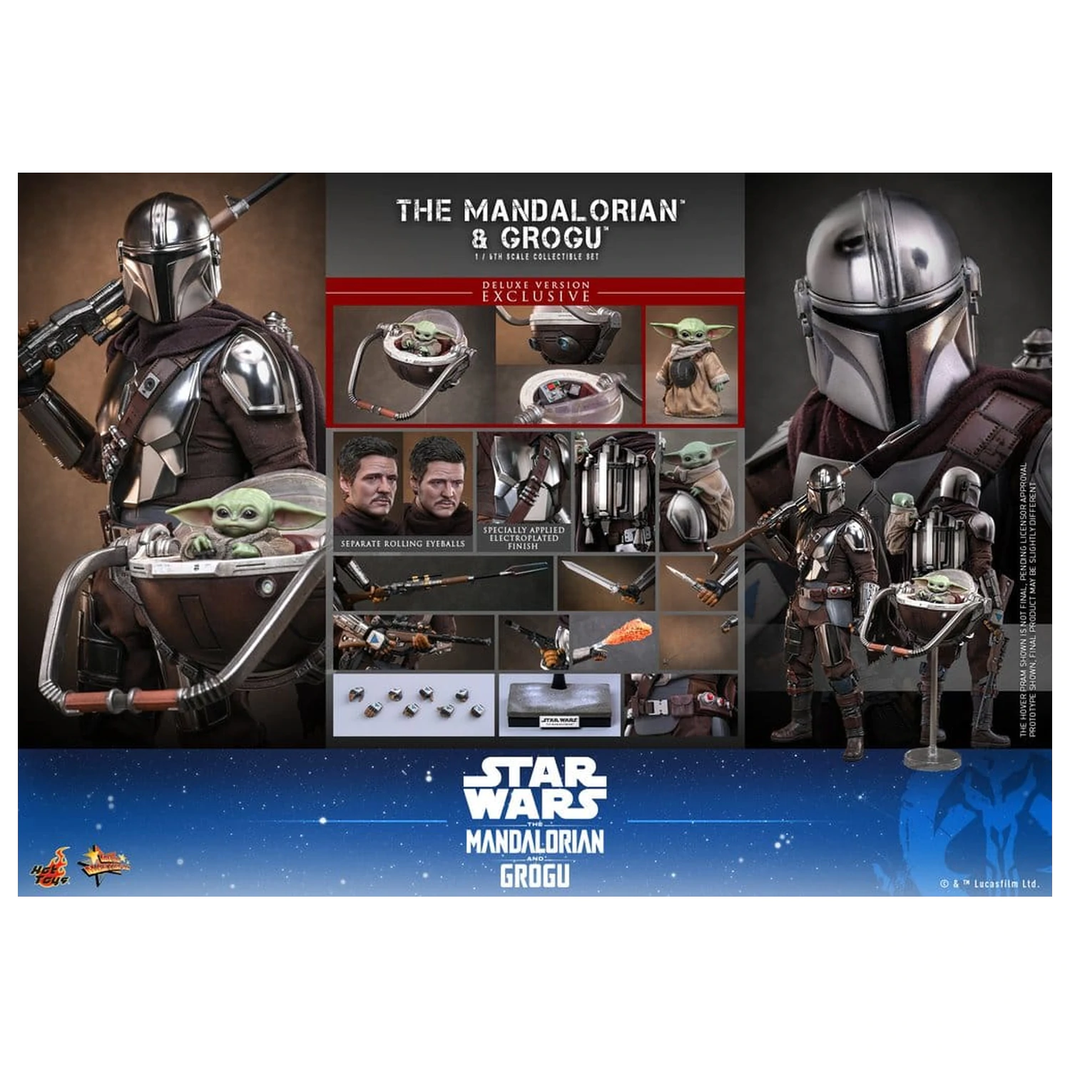 Star Wars: The Mandalorian & Grogu Movie Masterpiece Action Figure 1/6 The Mandalorian and Grogu (Deluxe Version) 31 cm product photo