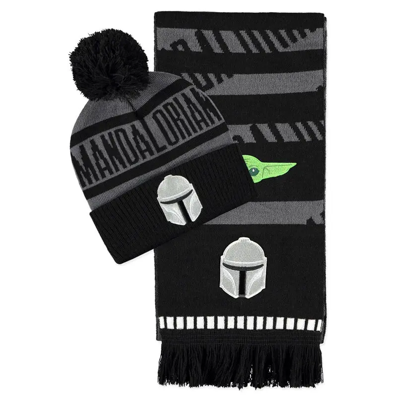 Star Wars: The Mandalorian Beanie &amp; Scarf Set Din Djarin and Grogu product photo
