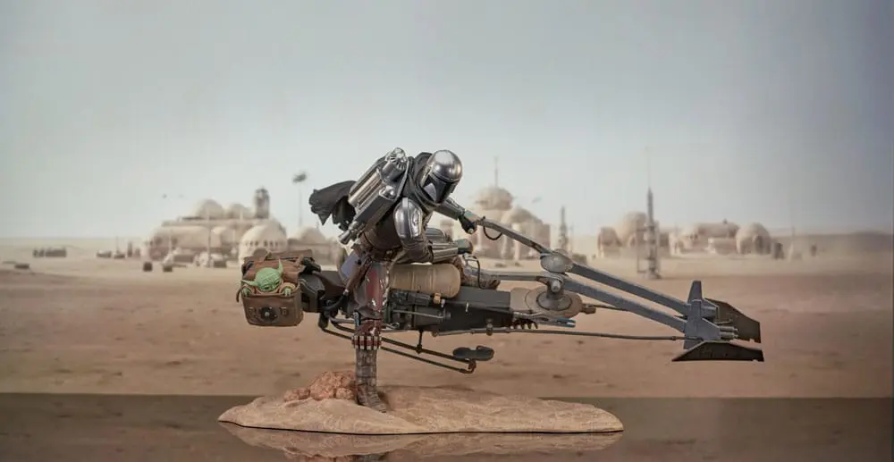 Star Wars: The Mandalorian Premier Collection 1/7 Din Djarin on Speeder Bike 23 cm product photo