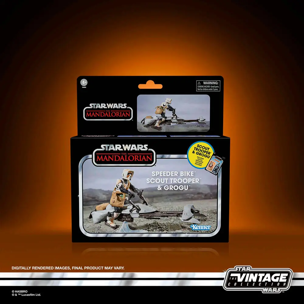 Star Wars: The Mandalorian Vintage Collection Vehicle with Figures Speeder Bike with Scout Trooper & Grogu termékfotó