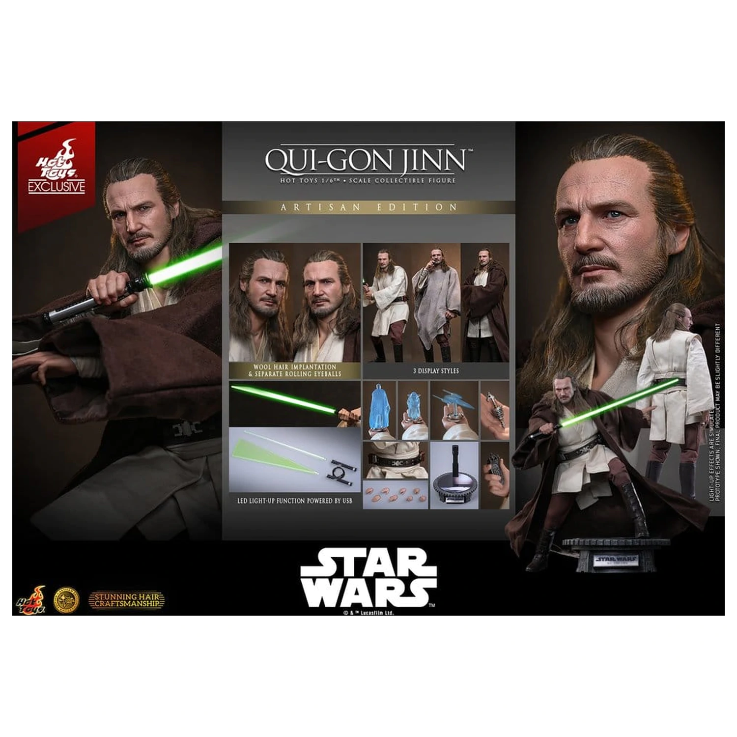 Star Wars: The Phantom Menace Movie Masterpiece Action Figure 1/6 Qui-Gon Jinn (Artisan Edition) 32 cm product photo