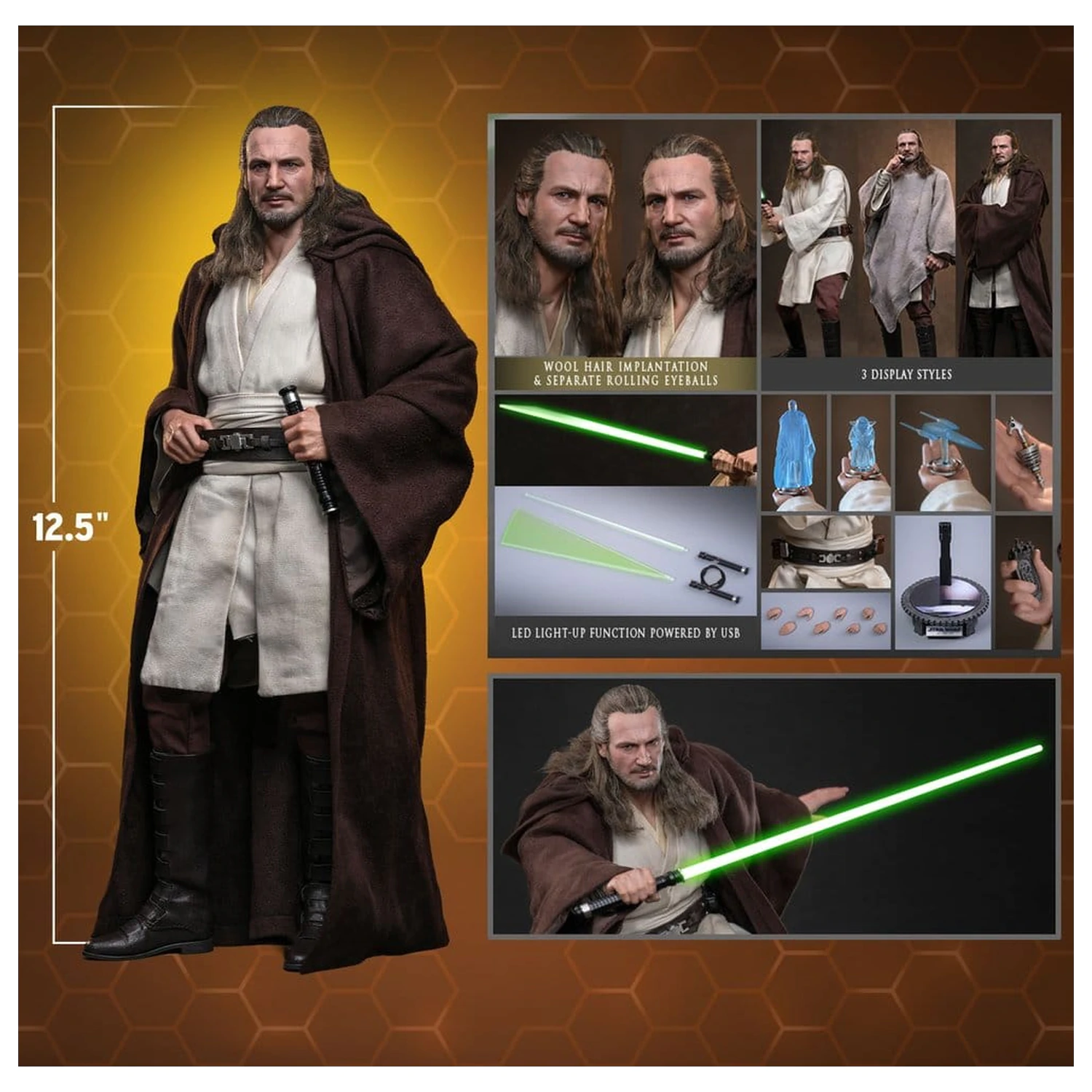 Star Wars: The Phantom Menace Movie Masterpiece Action Figure 1/6 Qui-Gon Jinn (Artisan Edition) 32 cm product photo