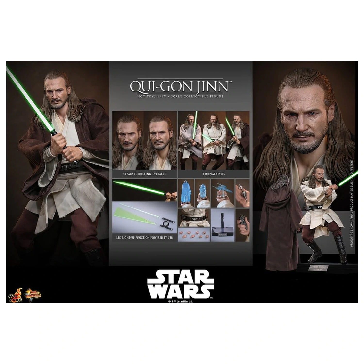 Star Wars: The Phantom Menace Movie Masterpiece Action Figure 1/6 Qui-Gon Jinn (Artisan Edition) 32 cm product photo