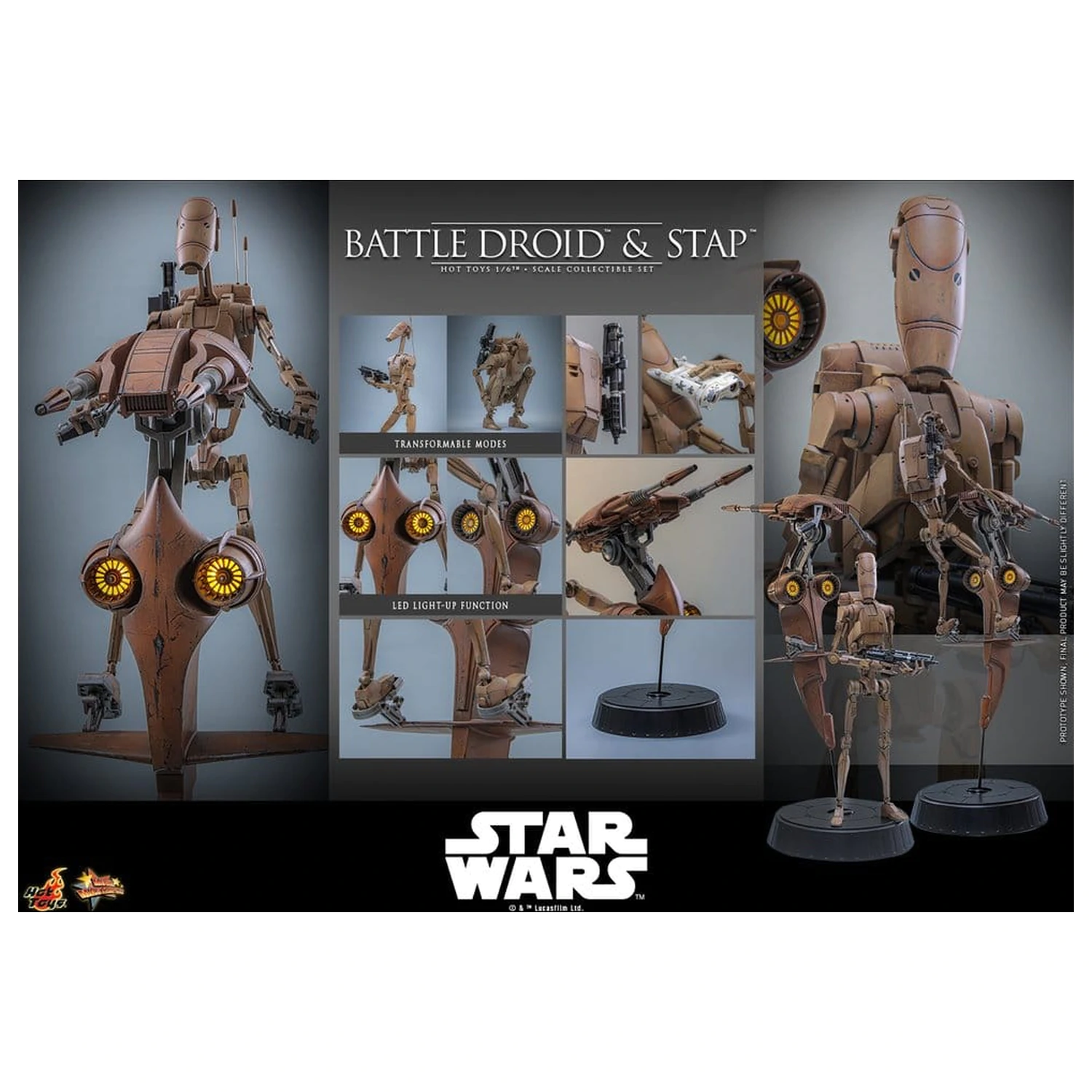 Star Wars: The Phantom Menace Movie Masterpiece Action Figure Set 1/6 Battle Droid & STAP 32 cm product photo