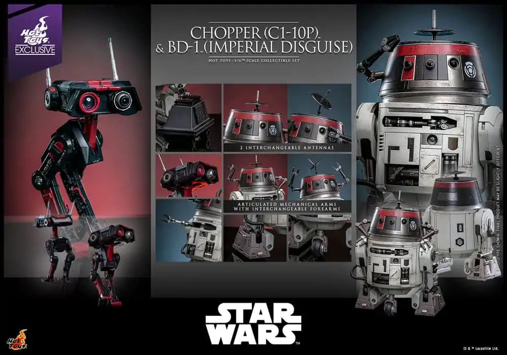 Star Wars Action Figure Set 1/6 Chopper (C1-10P™) &amp; BD-1™ (Imperial Disguise) 18 cm &amp; 8 cm product photo