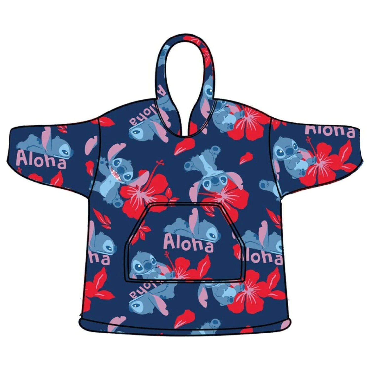 Stitch Aloha Adult Wearable Plush Fleece Blanket Poncho product photo