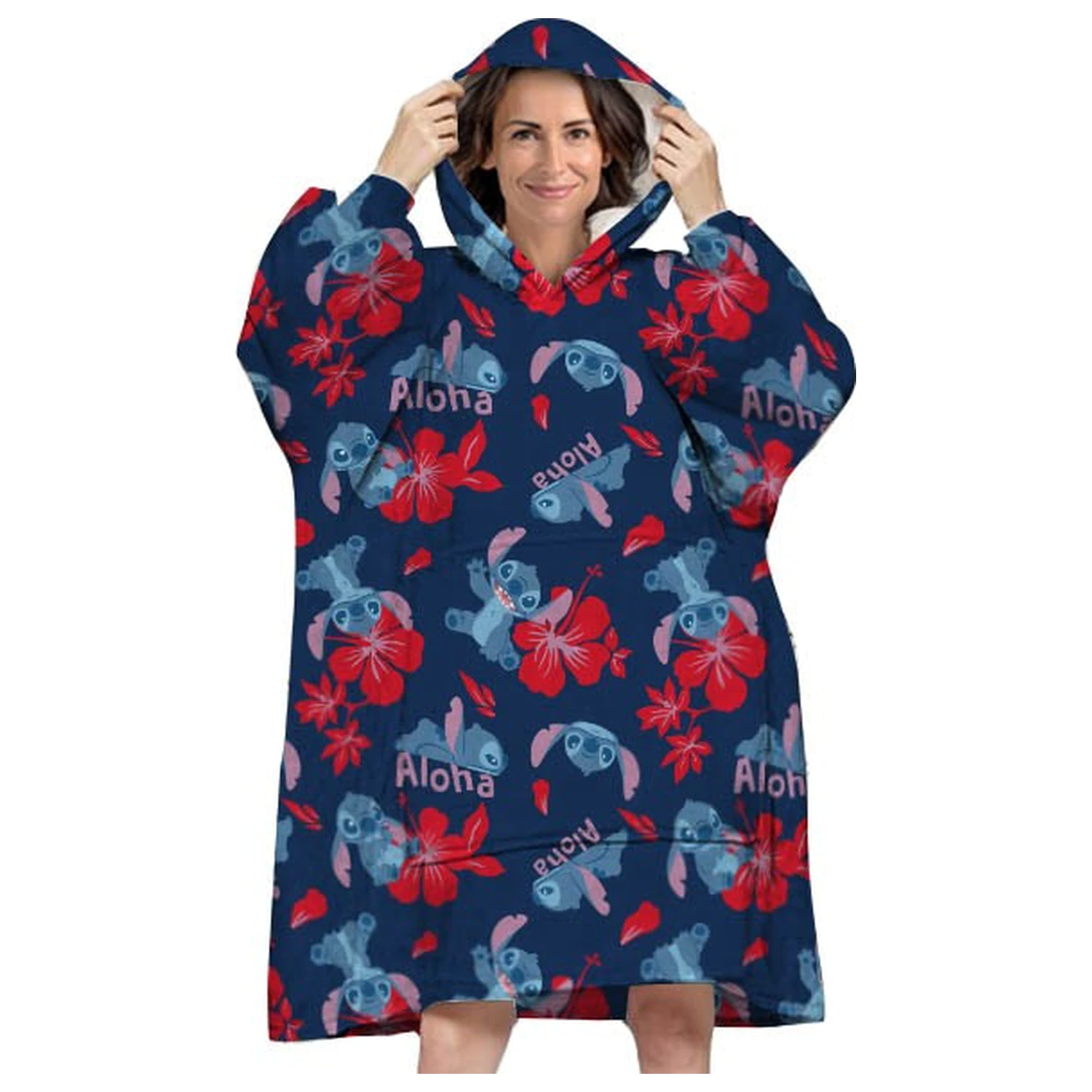 Stitch Aloha Adult Wearable Plush Fleece Blanket Poncho product photo