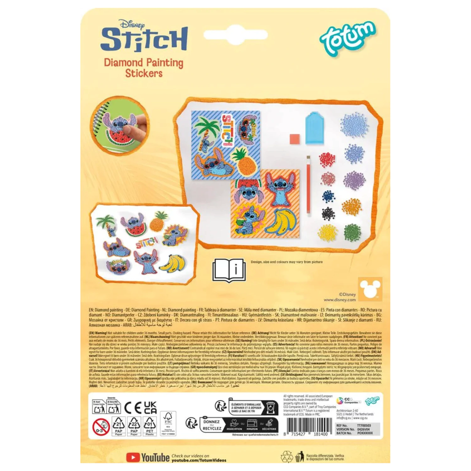 Lilo & Stitch Aloha Diamond Painting Sticker Set of 9 product photo
