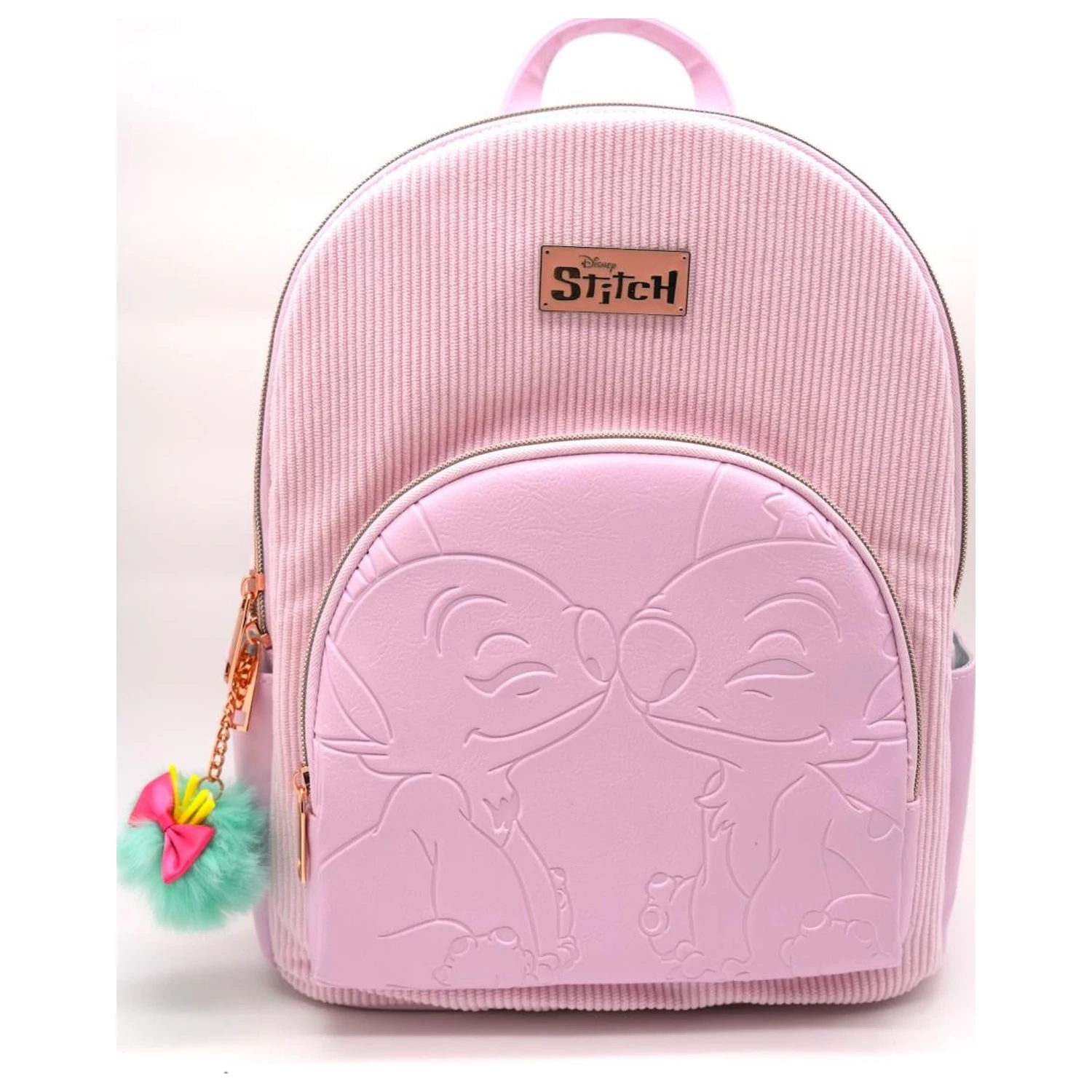 Stitch & Angel Fashion Duo Pink Corduroy Backpack 32x25x14cm product photo