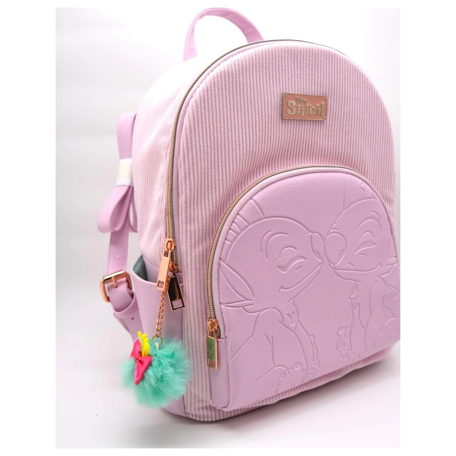 Stitch & Angel Fashion Duo Pink Corduroy Backpack 32x25x14cm product photo