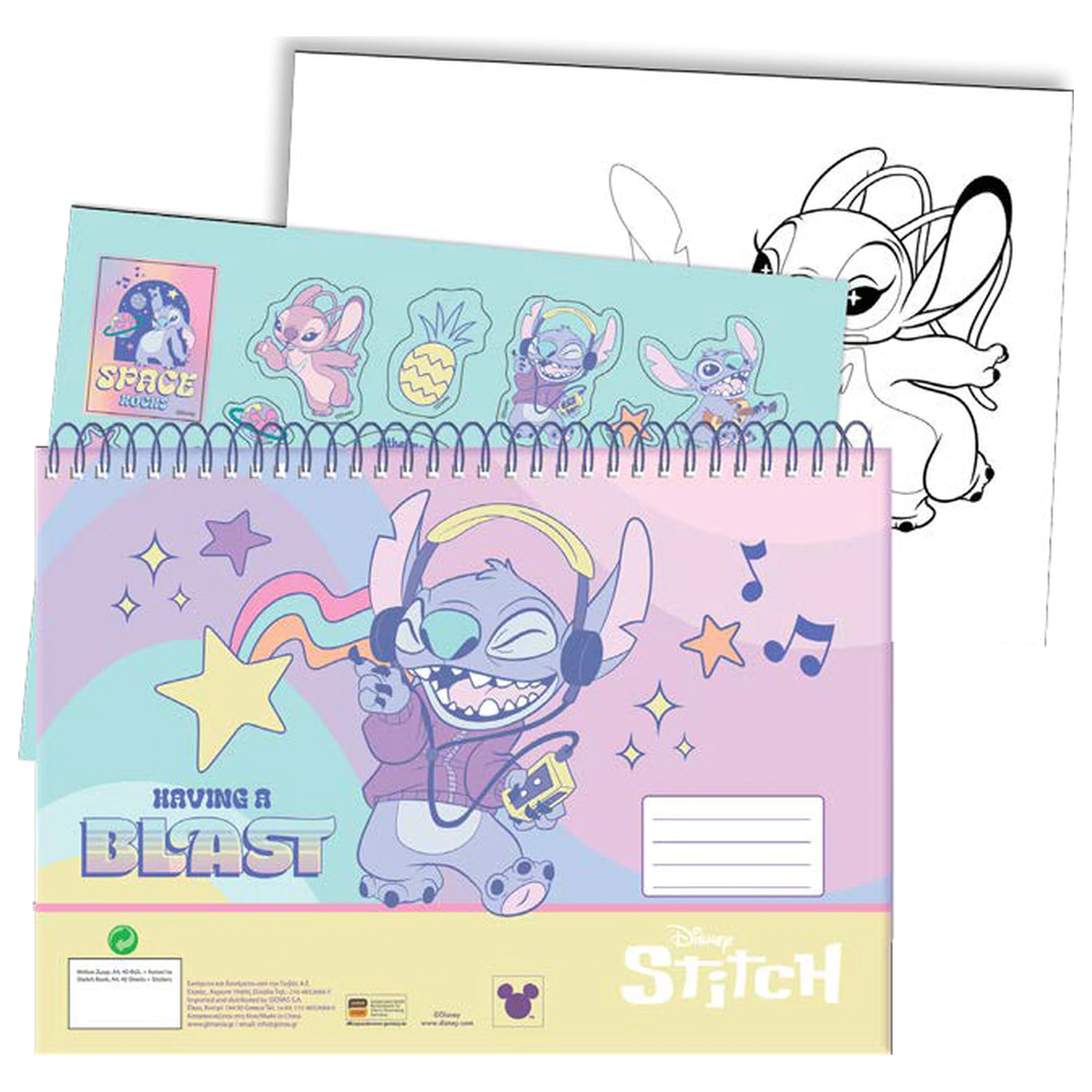 Stitch Blast A/4 Spiral Sketchbook 40 Sheets with Stickers product photo