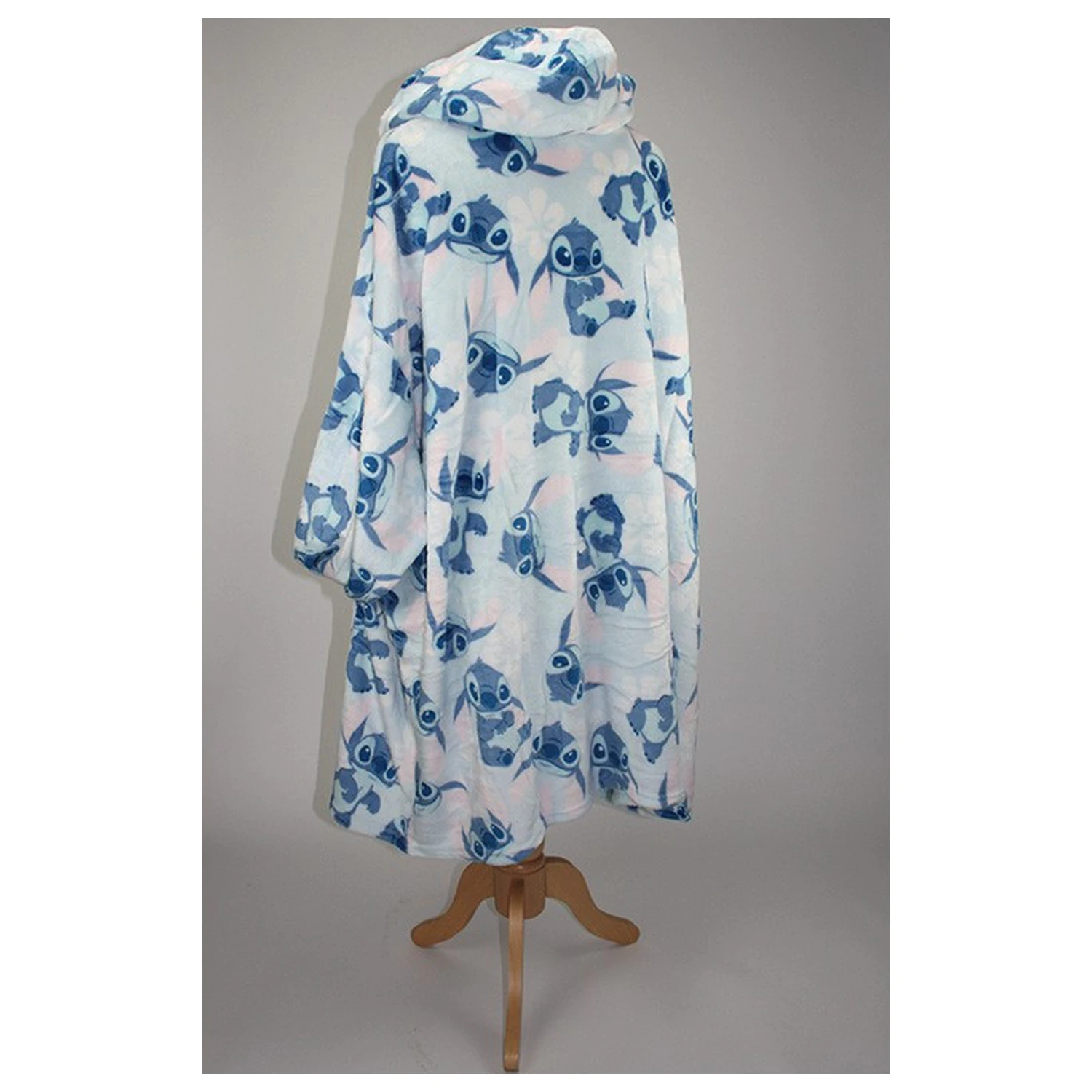 Stitch Blue Plush Fleece Wearable Blanket Poncho for 7-14 Years product photo
