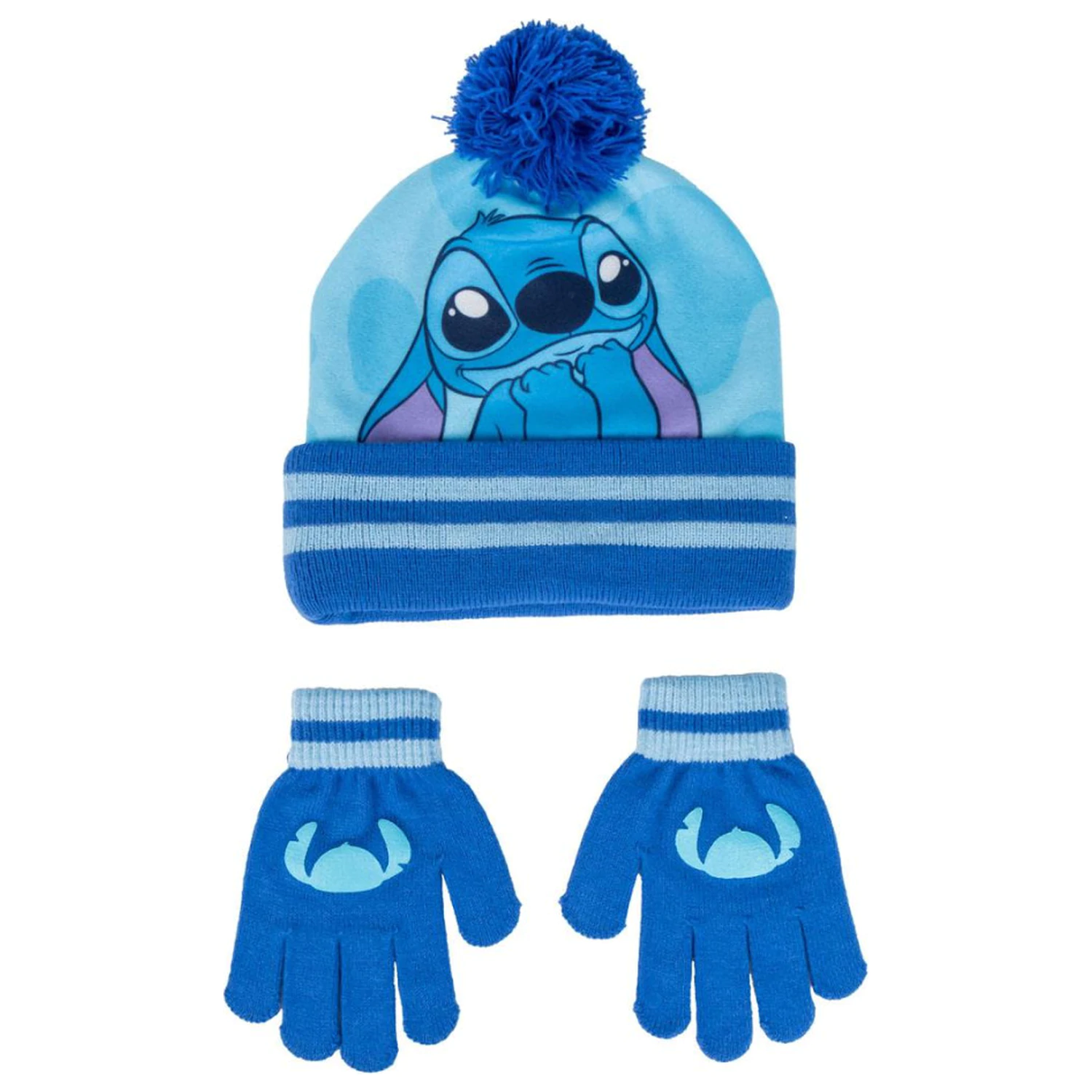 Stitch Blue kids' hat + gloves set product photo
