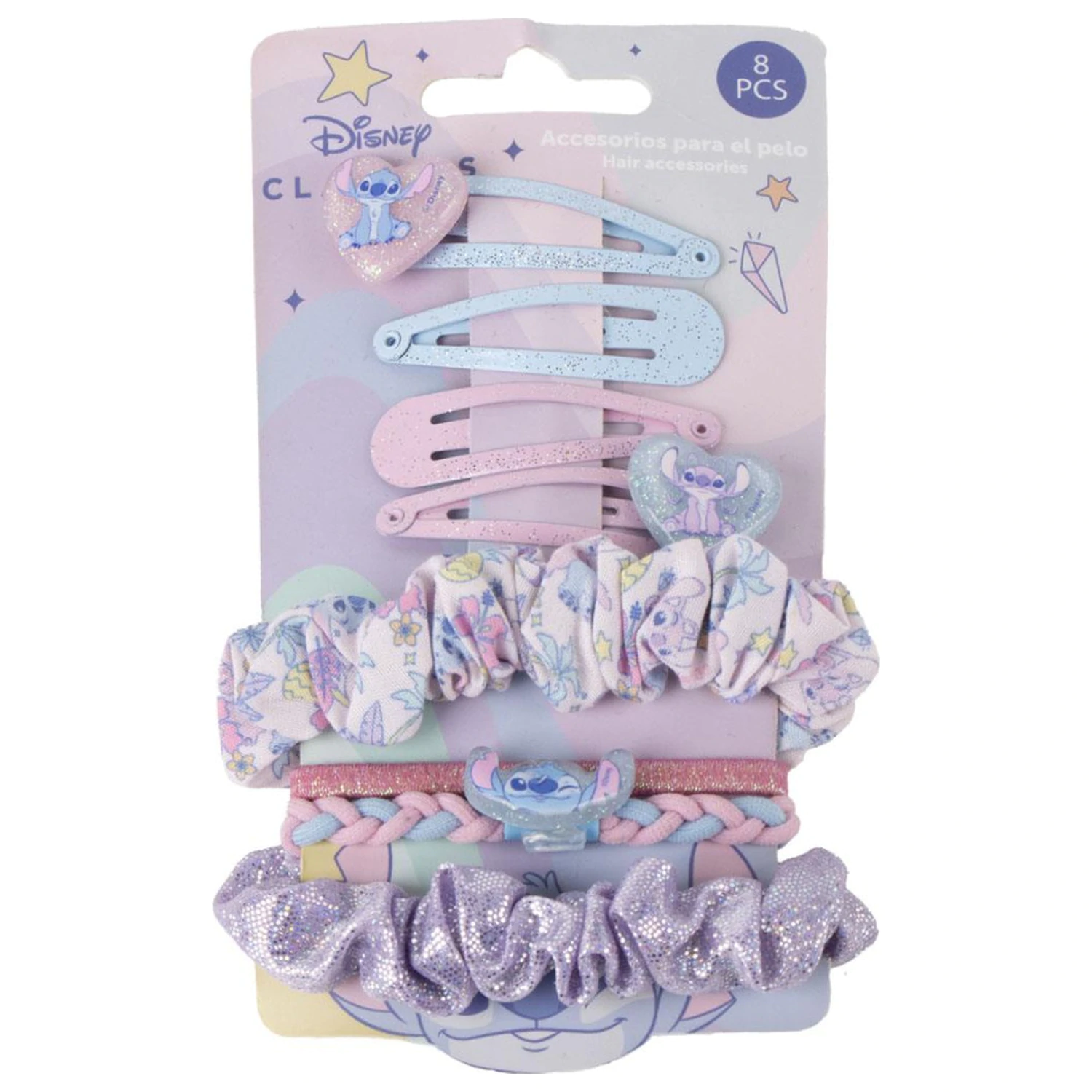 Stitch Cute Alien Hair Clip and Hair Tie Set, 8 Pieces product photo