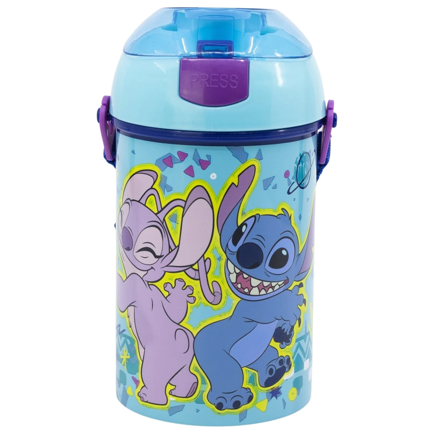 Stitch Dance Plastic Straw Water Bottle with Hanger 450 ml product photo