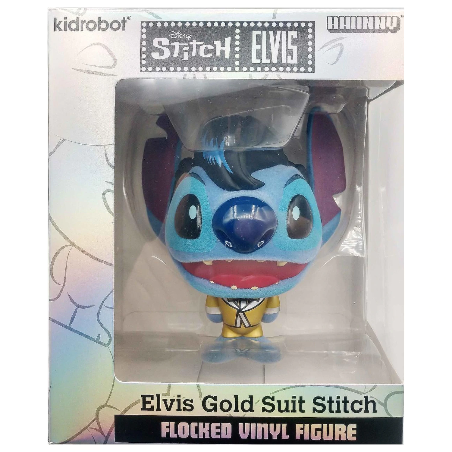 Stitch Elvis Gold Suit Bhunny Flocked Vinyl Figure product photo