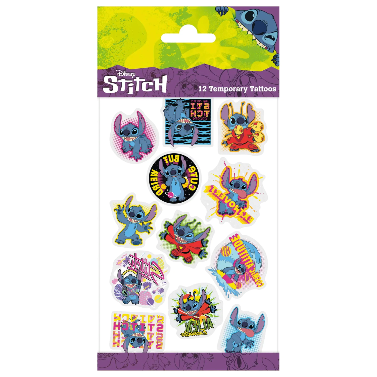 Stitch Extrovert Temporary Tattoo 12-Pack product photo