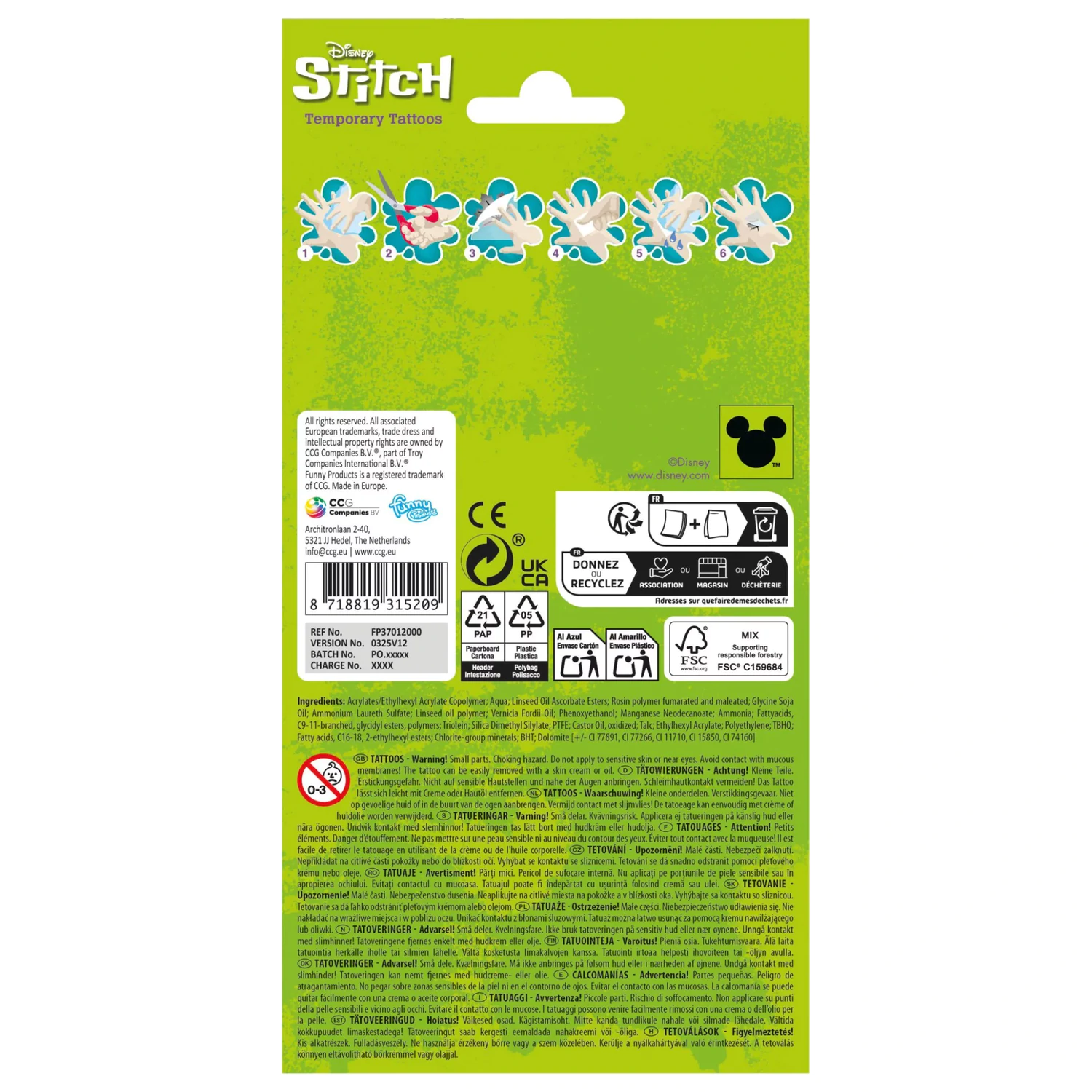Stitch Extrovert Temporary Tattoo 12-Pack product photo