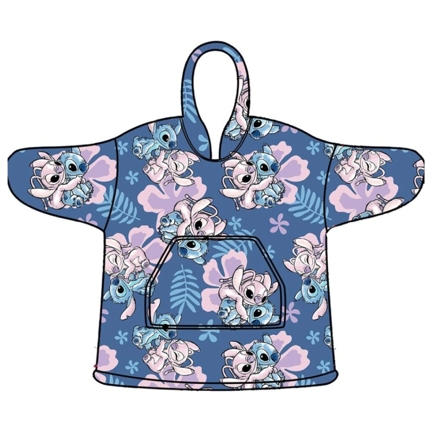 Stitch Hibiscus Slip-On Plush Fleece Blanket, Poncho 3-6 Years product photo