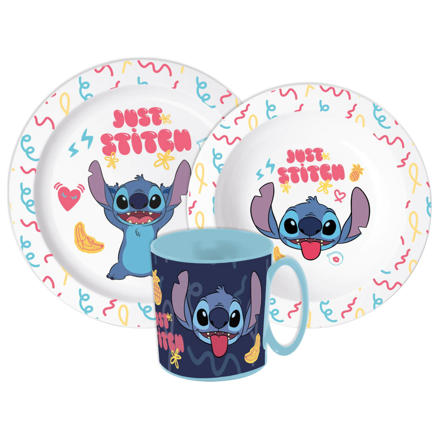 Stitch Just dinnerware set, micro plastic set with mug product photo