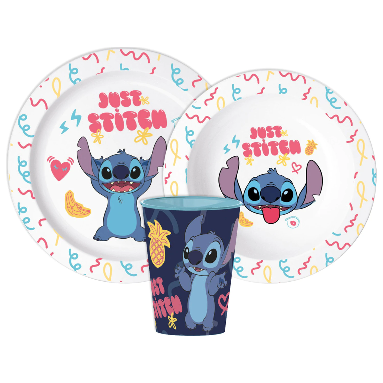 Stitch Just Dinnerware Set, Micro Plastic Set with Glass product photo