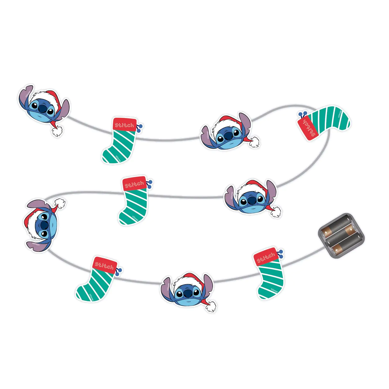 STITCH Christmas Lighted Garland 10 LED 1,65m product photo