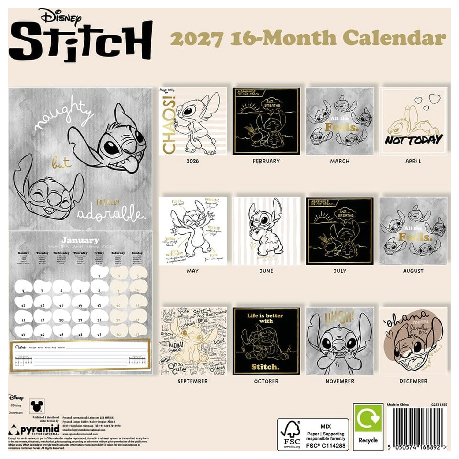 Stitch Calendar Life is Better with Stitch 2027 30 x 30 cm product photo