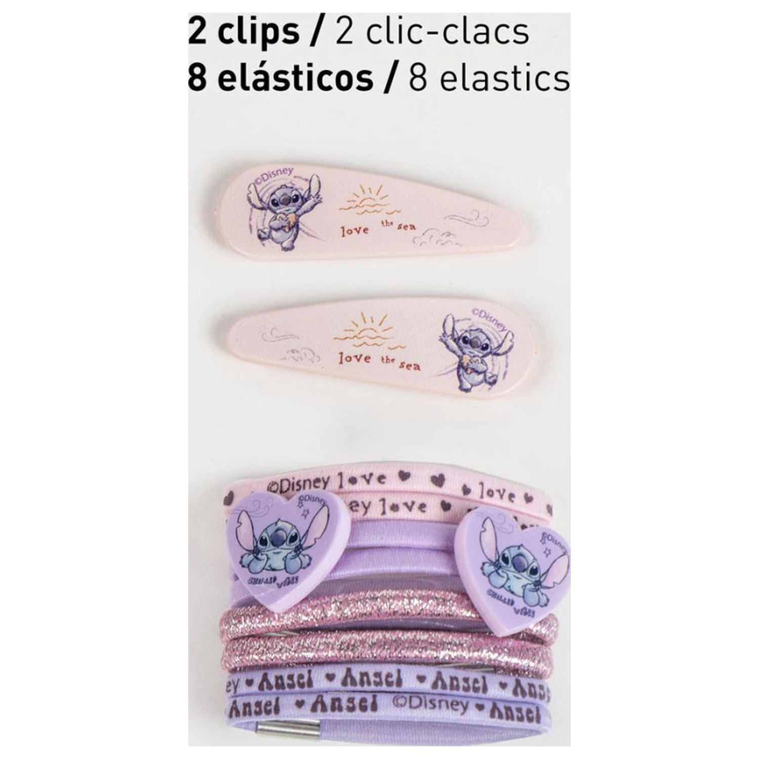 Stitch Love the Sea hair clip, hair tie set in a box product photo