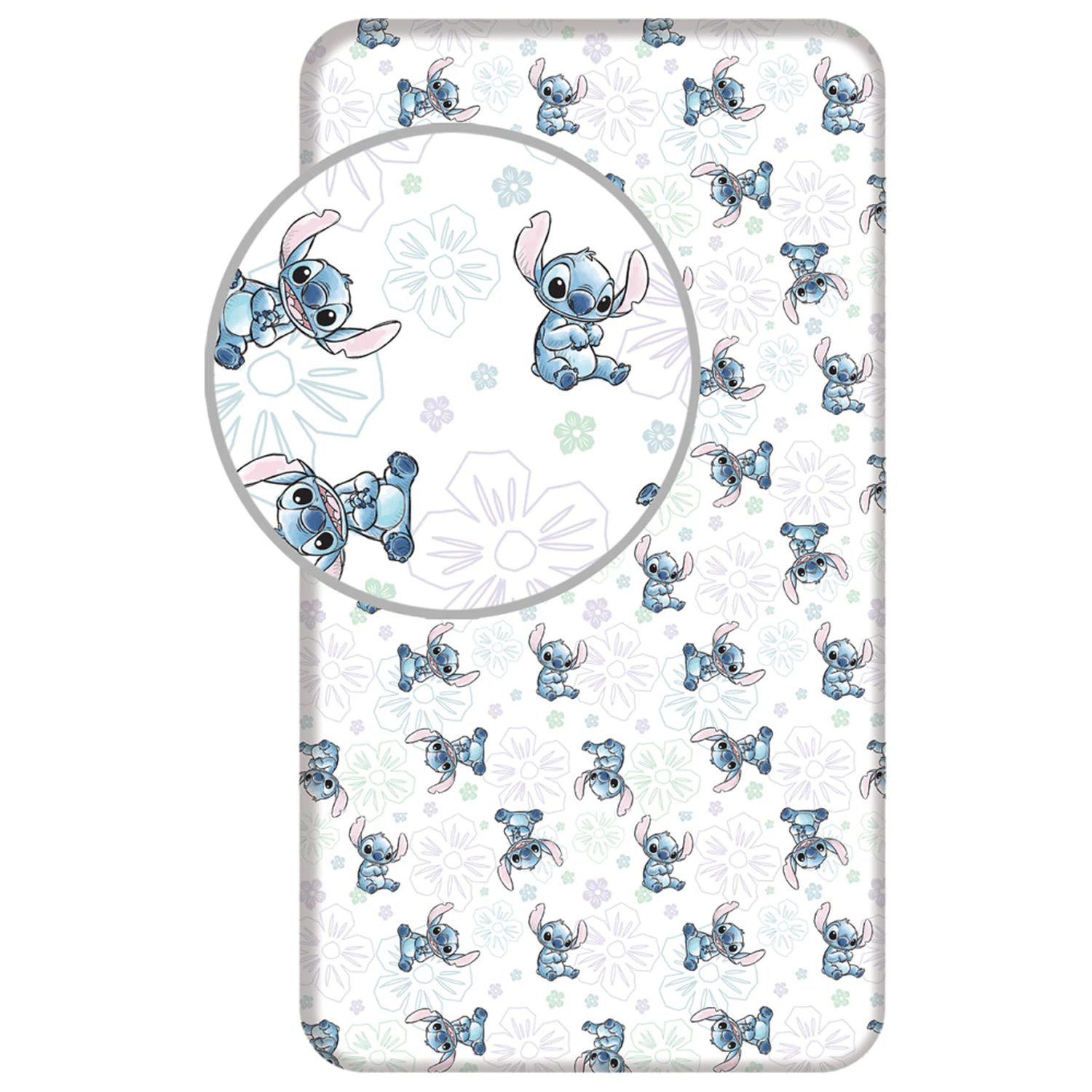 Stitch Ohana White fitted sheet 90x200 cm product photo