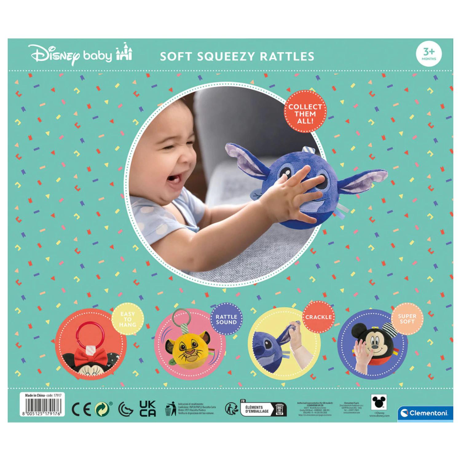 Stitch Round plush ball figure, baby rattle Clementoni product photo