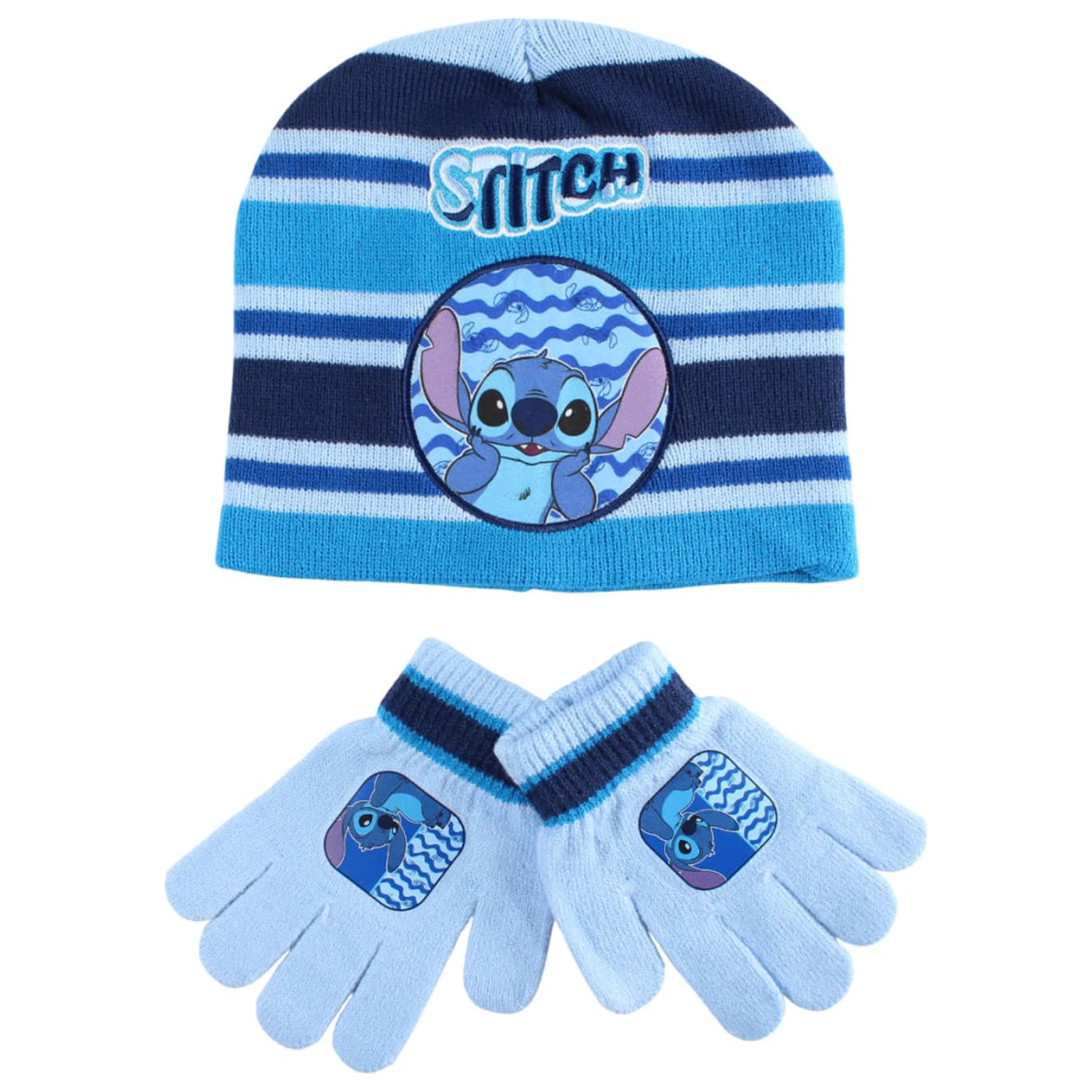 Stitch Waves Kids Hat and Gloves Set product photo
