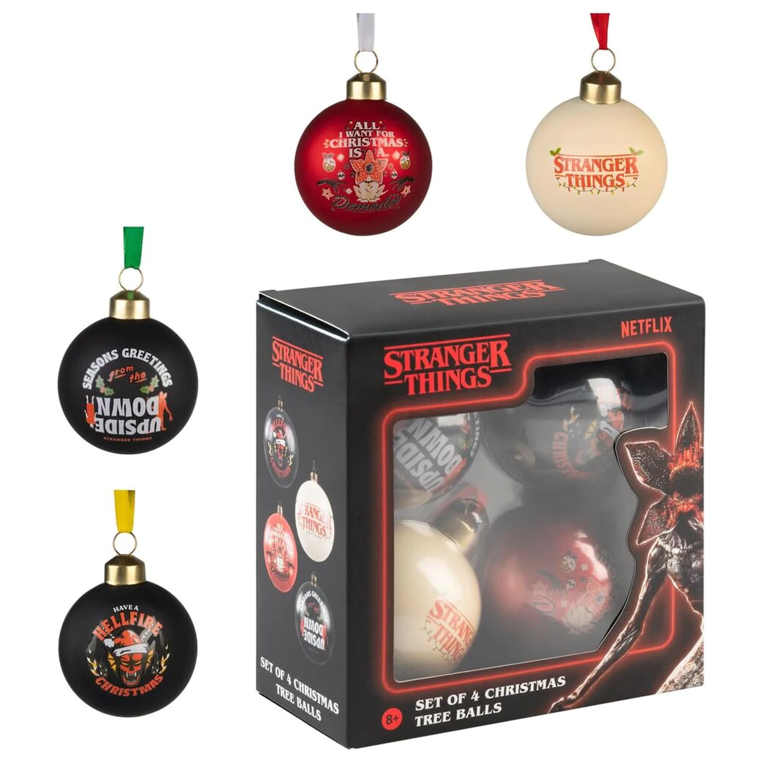 Stranger things Set 4 Christmas ornaments product photo