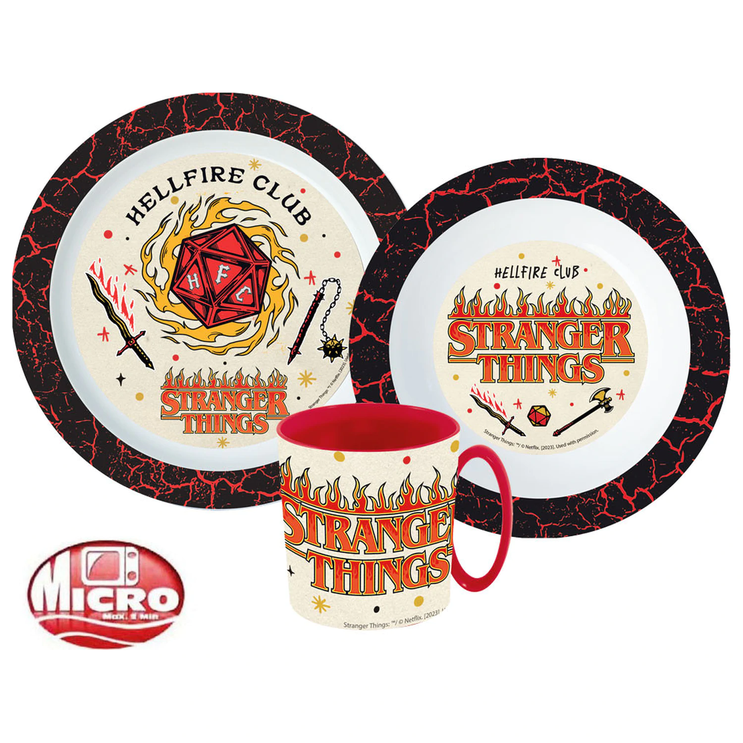 Stranger Things Upside Down Dinnerware Set, Micro Plastic Set with Mug product photo