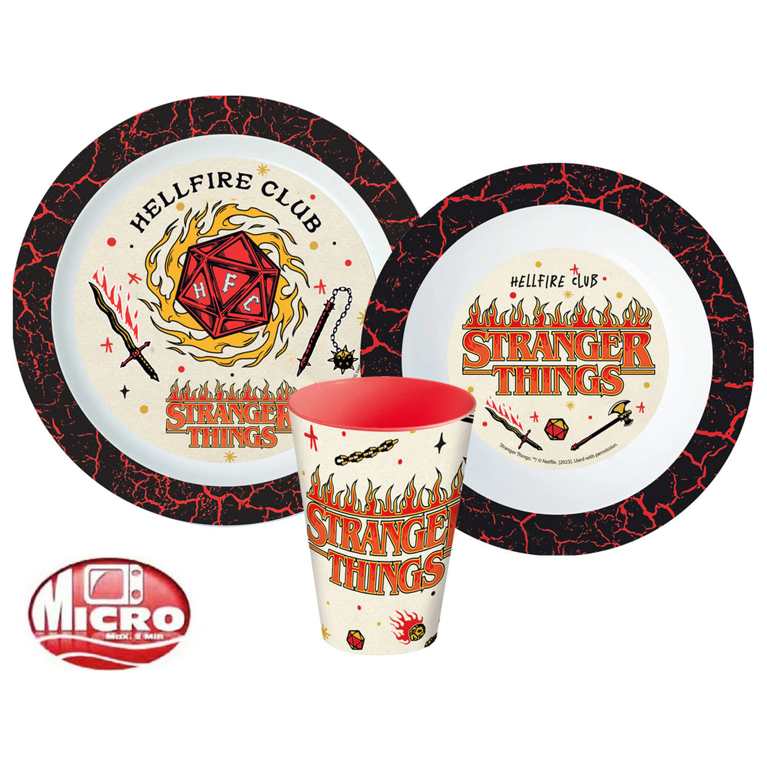 Stranger Things Upside Down Dinnerware Set, Micro Plastic Set with Glass 260 ml product photo
