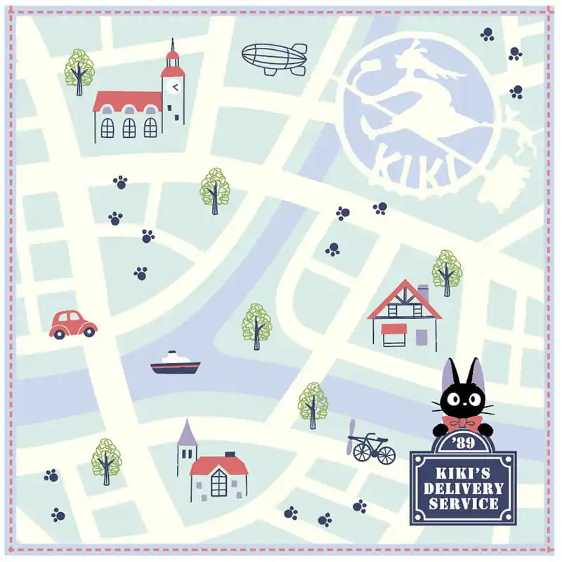 Studio Ghibli Mini Towel Kiki's Delivery Service City Map 25 x 25 cm product photo